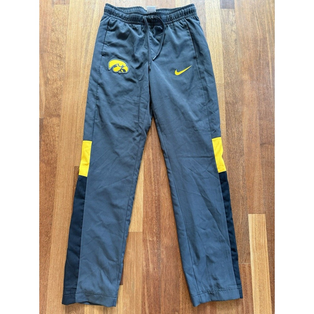 Nike Dri-Fit Iowa Hawkeyes Team Issued Warm Up Pants Black Yellow XS